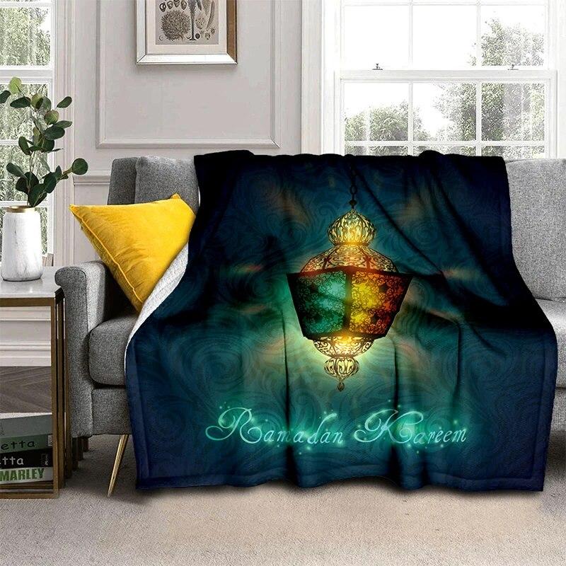 Müslüman Namaz HD Yumuşak Peluş Yatak Atma Karikatür Piknik Ince Battaniye Modern Flanel Battaniye Kapak Gedruckt Bettdecke Geschenk