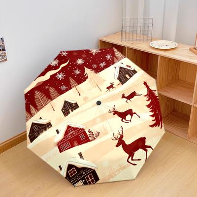 1 PC Automatic Folding Umbrella - Christmas Horses, Christmas Dogs Pattern, Portable & Foldable Design with 10 Ribs, Christmas Birthday Gifts