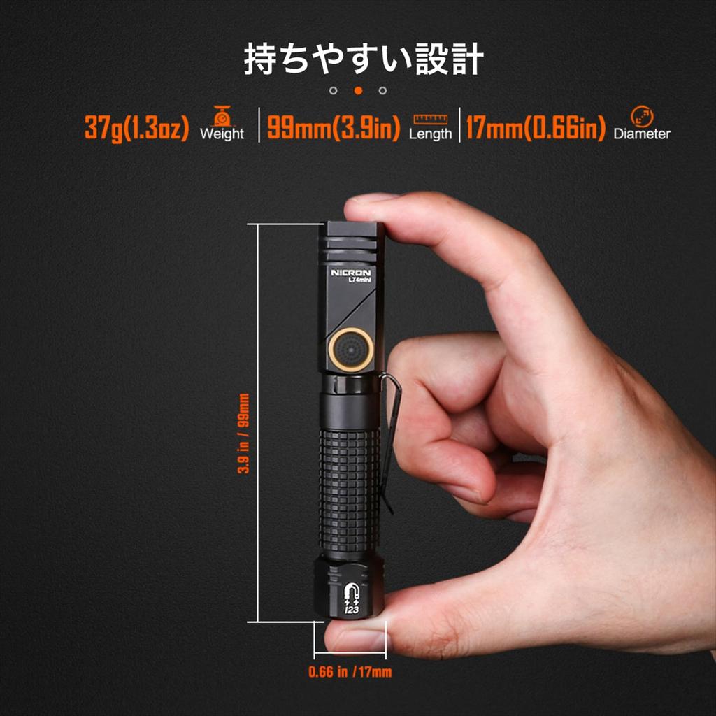 Nicron LED Handheld Swivel Magnetic Suitable for Outdoor and Inspection Light, L-shaped, Head, Clip, Compact, Rechargeable, Type-C, EDC, Activities,