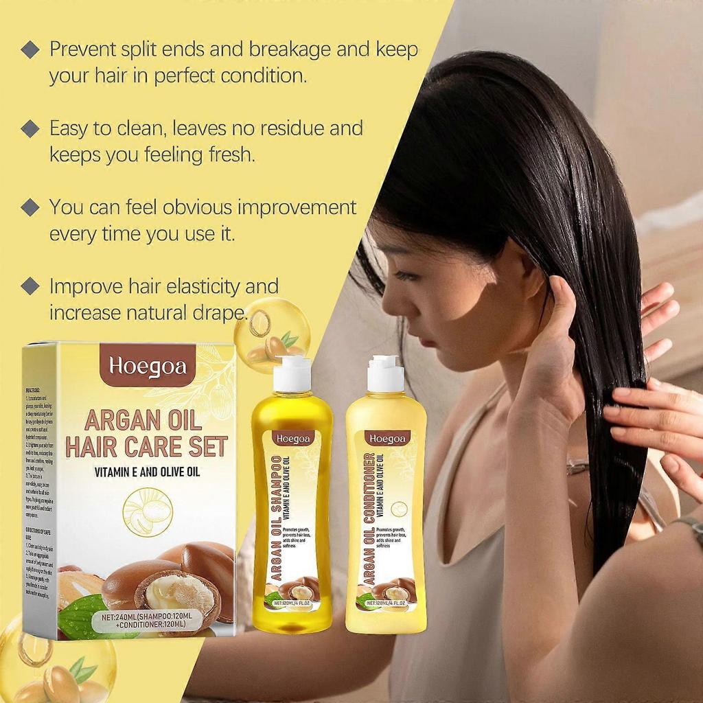 Nur für kurze Zeit!!Hoegoa Marokkanisches Nuss-Haarpflege-Set Spendet dem Haar Feuchtigkeit, Reinigt die Kopfhaut und macht das Haar Geschmeidig und Glänzend