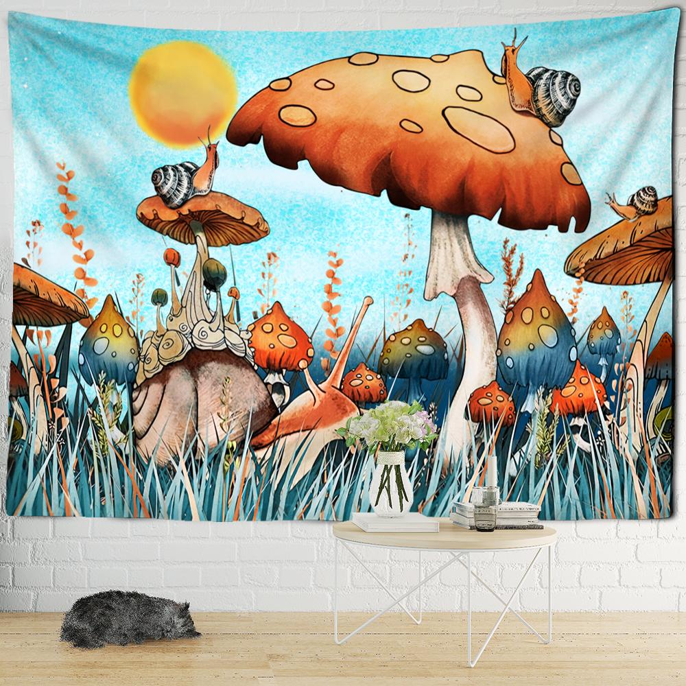 Psychedelic Mushroom Wall Hanging Tapestry Witchcraft Mystic Night Sky Anime Moon Snail Home Room Decor