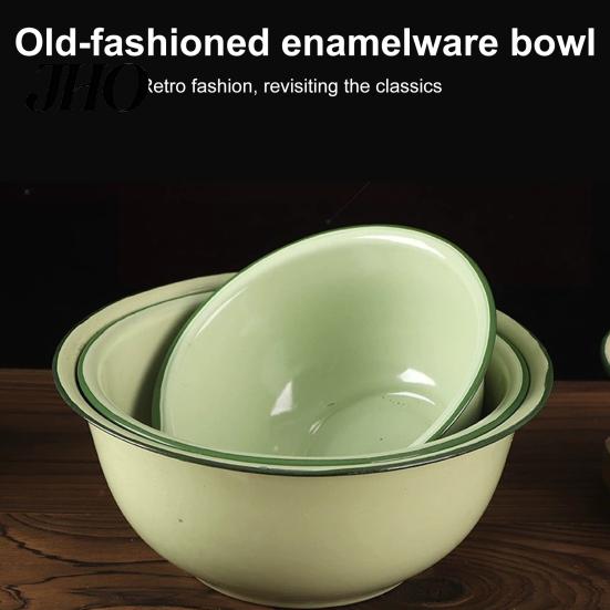 Retro Enamel Basin Vintage Deep Soup Bowl Thickened Rice Noodle Container Dishwasher Safe Serving Pot for Hot Meals Stain-resistant