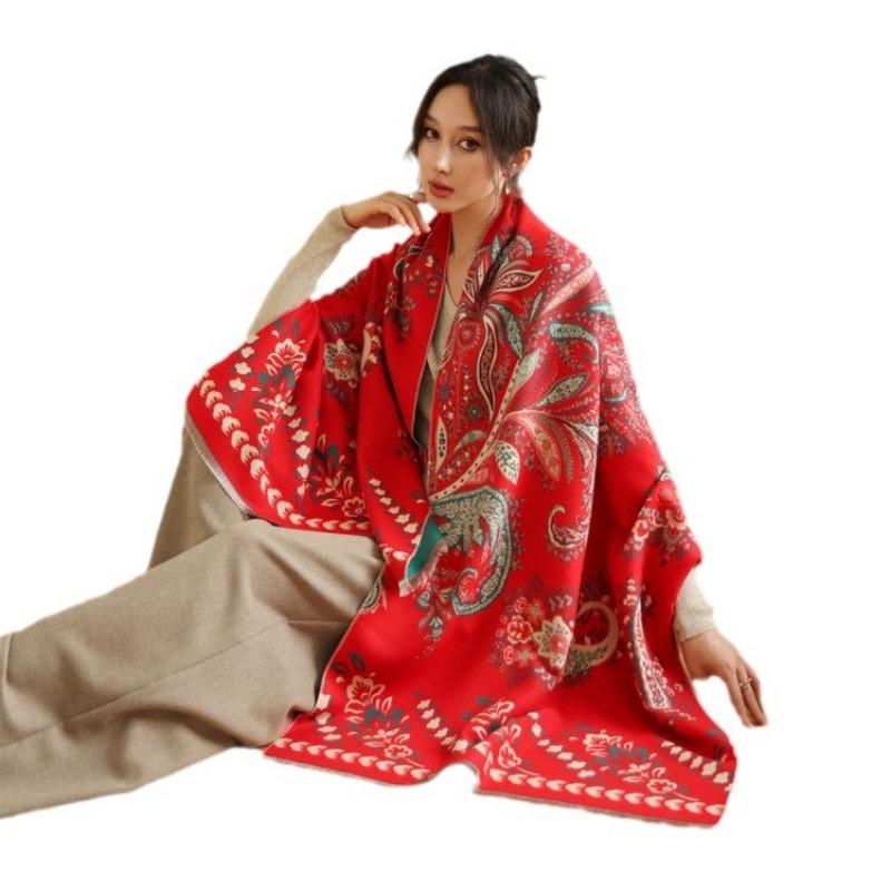 New cashew flower jacquard scarf women's autumn and winter fashion imitation cashmere shawl thickened warm scarf