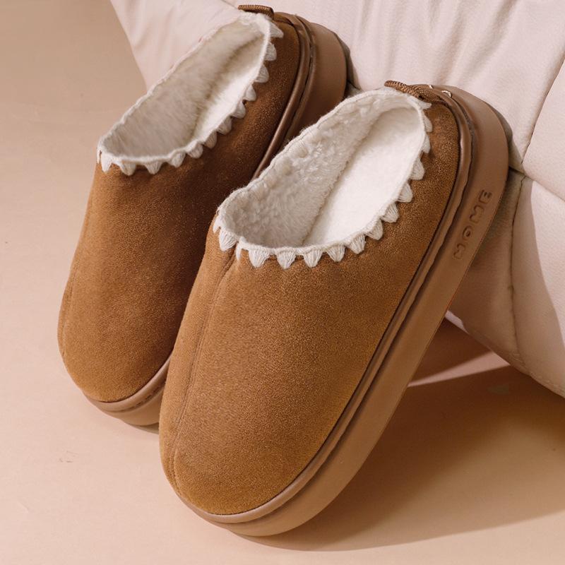 

Новые хлопковые тапочки женские осенне-зимние домашние теплые плюшевые комнатные мужские зимние на толстой подошве домашние 44-45 коричневый