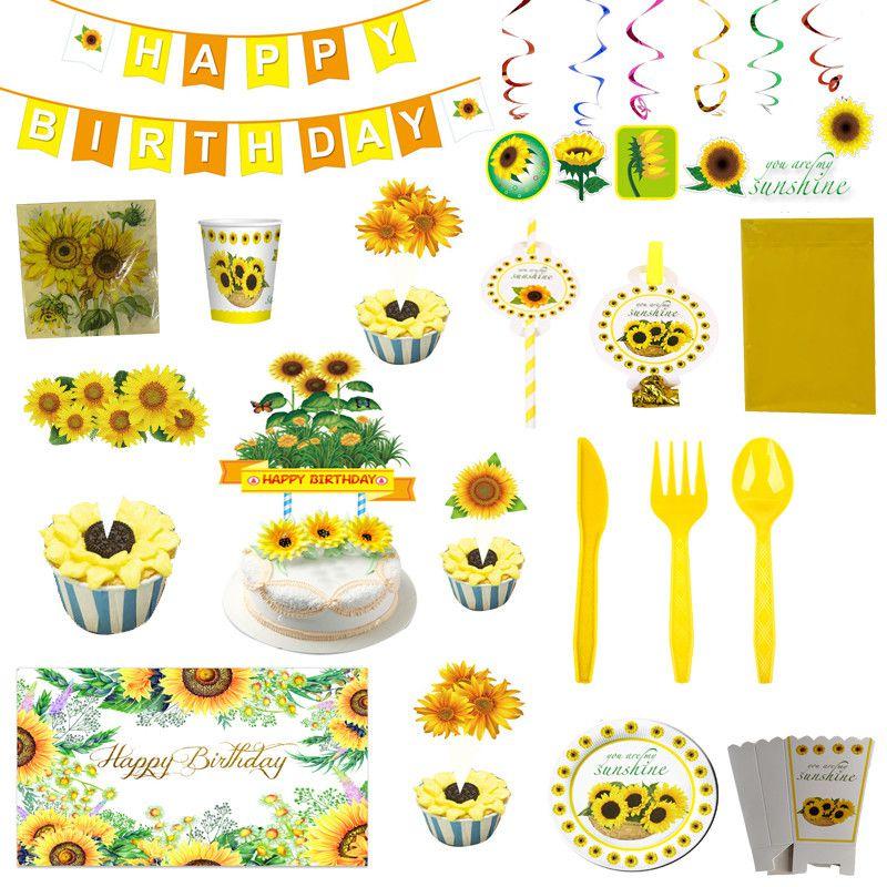 Cheerful Sunflowers Theme Party Decoration Set For Memorable Baby Showers And Kids Birthdays
