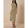Striped Knitted Dress Sleeveless Slim One-step Skirt Medium and Long Women's Clothing