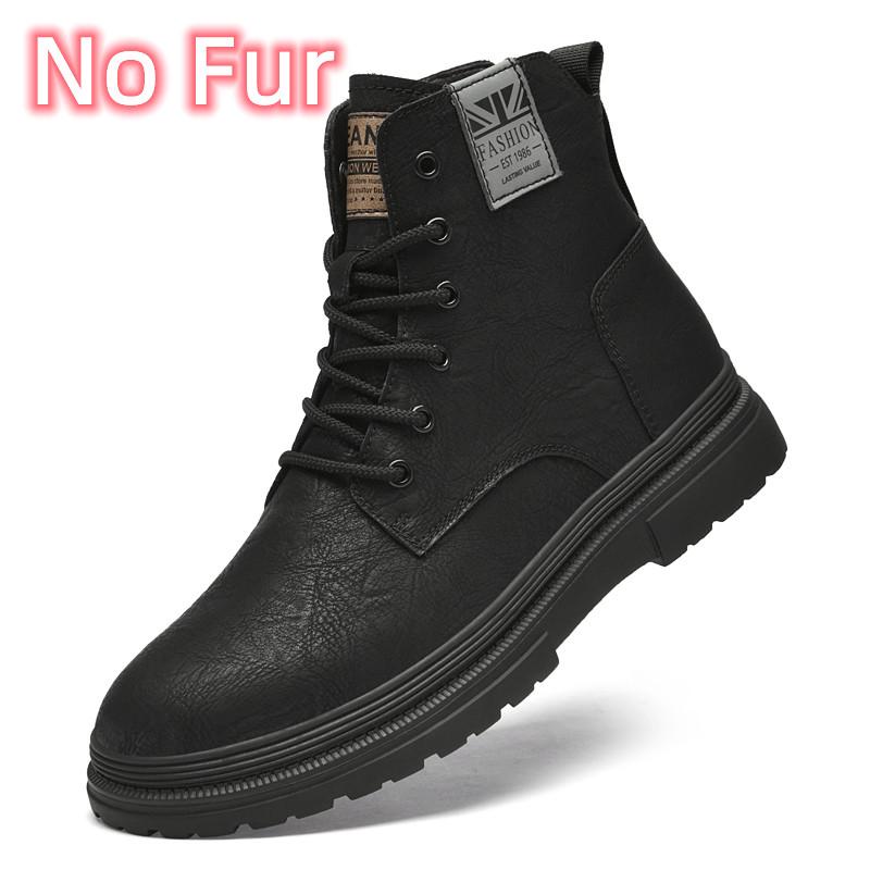 Fashion Genuine Leather Male Comfortable Outdoor High Top Shoe Fashion Men Comfortable Flats Boots Classic Men Winter Plush Snow Boots