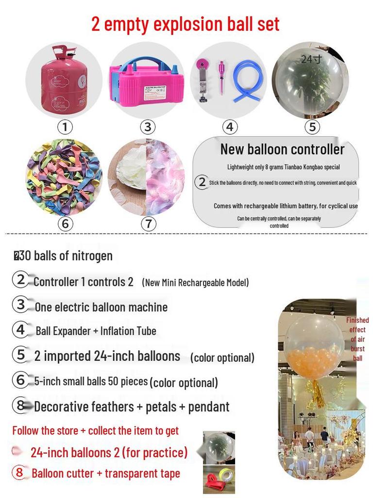 Outdoor Wedding Sky Explosion Balloons Set: Helium Balloons with Complete Assembly Tools for Hotels and Bridal Events