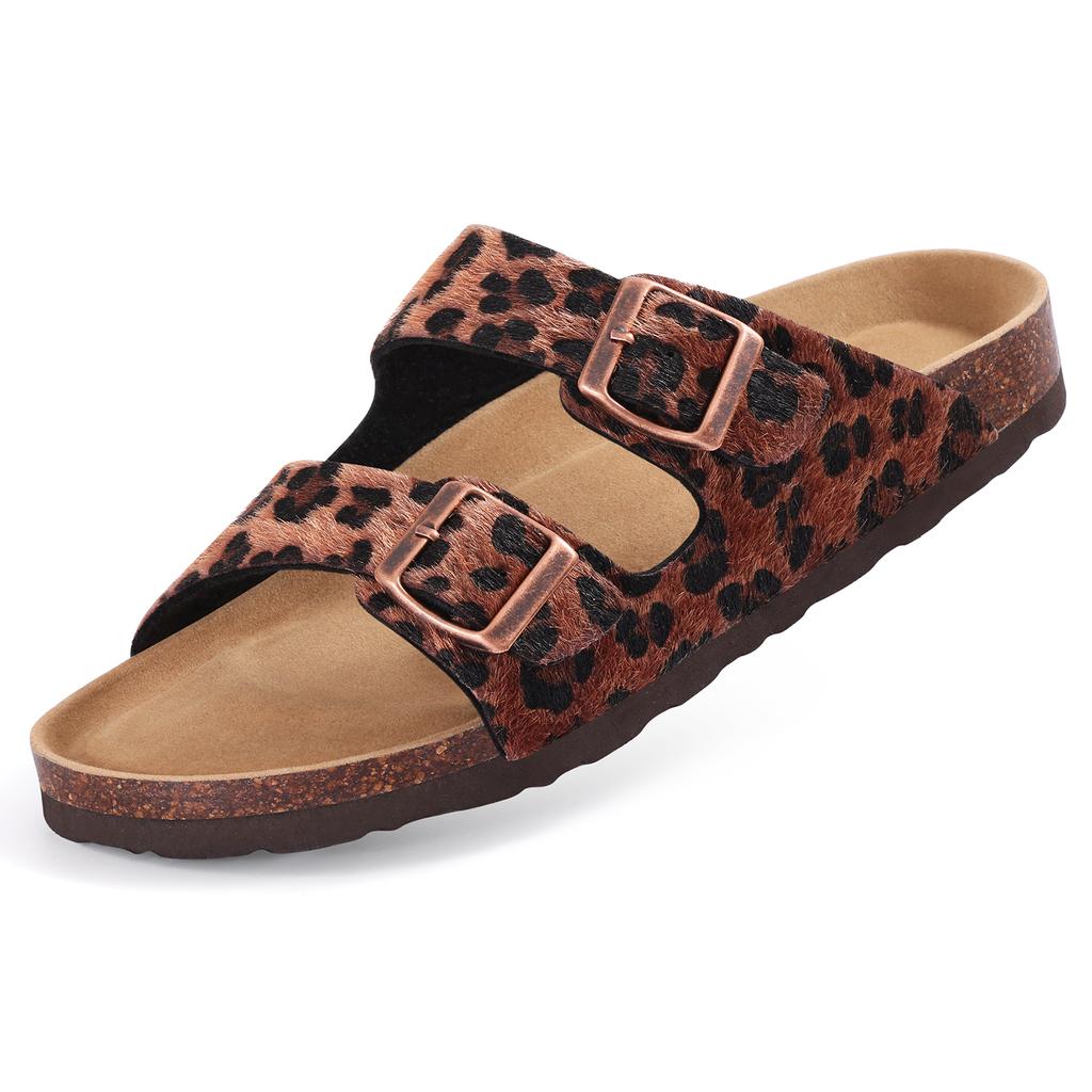 Fashion Smile 2025 New Leather Clogs Women Suede Clogs Soft Leather Mules Cork Clog Antislip Slippers Women's Mules House Sandals Buckle