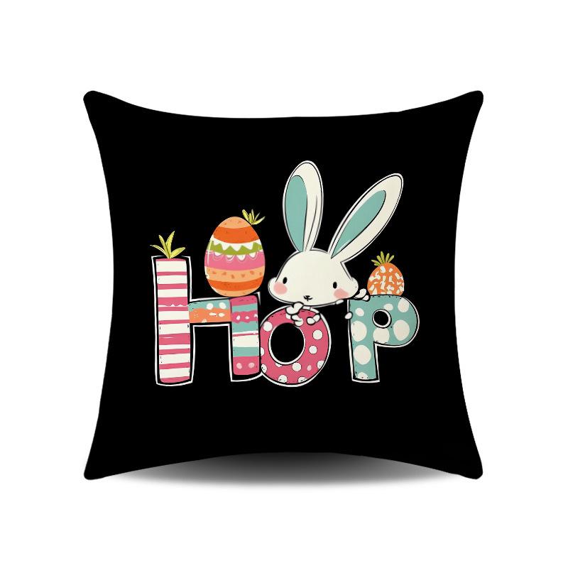 Easter Series Pillow Cover with Rabbit and Carrot Design