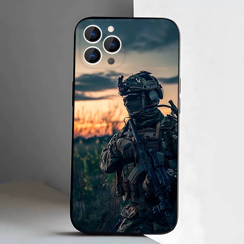 Army Special Forces Phone Case For iPhone 17,16,15,14,13,12,11,Pro,XS,Max,XR,Plus,E,SE4,Mini Black Soft Cover