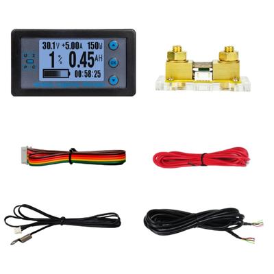 Battery Tester 0-500A Voltmeter Ammeter Multimeter with Shunt Car Battery Coulometer Power Detector Tester for Cart