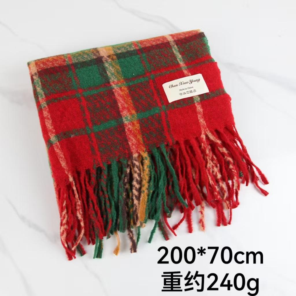 Korean version of the new Christmas plaid scarf women's autumn and winter atmosphere versatile warm shawl student scarf fashion