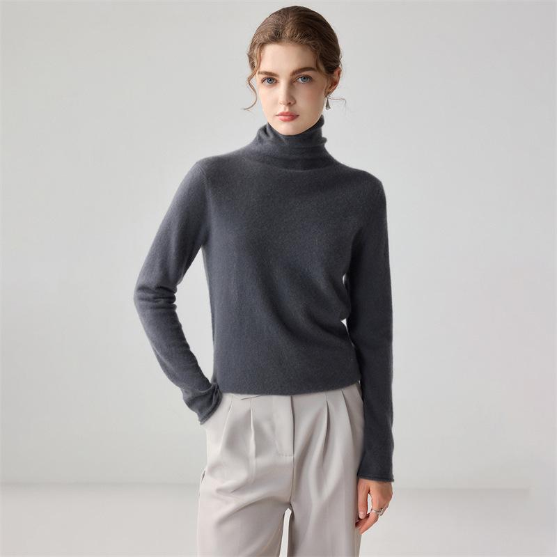 Women's Versatile Turtleneck: 100% Pure Cashmere Sweater, Skin-Friendly Soft Knit, High-Neck Layer.