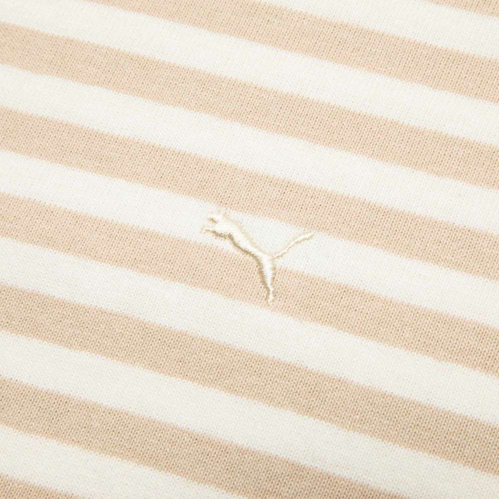 Puma Mmq Service Line Tee Striped Loose Fit Round Neck Short Sleeve T-Shirt Unisex Tops Oatmeal 620839-88