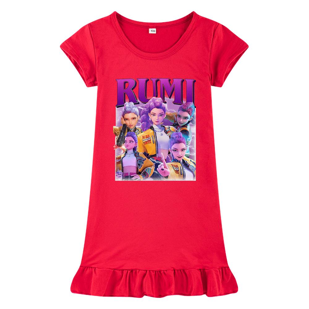 Gorący hit K-pop czarownica polowanie dziewczęca grupa nadruk sukienka dla dziewczynek lodowy jedwab koszula nocna 5971