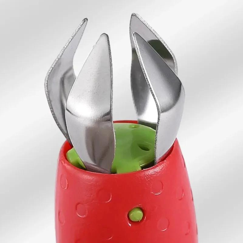 Stainless Steel Fruit Slicer Strawberry Slicer Kitchen Gadgets Ice Cream Making Tools Strawberry Stem Remover, Strawberry Corer
