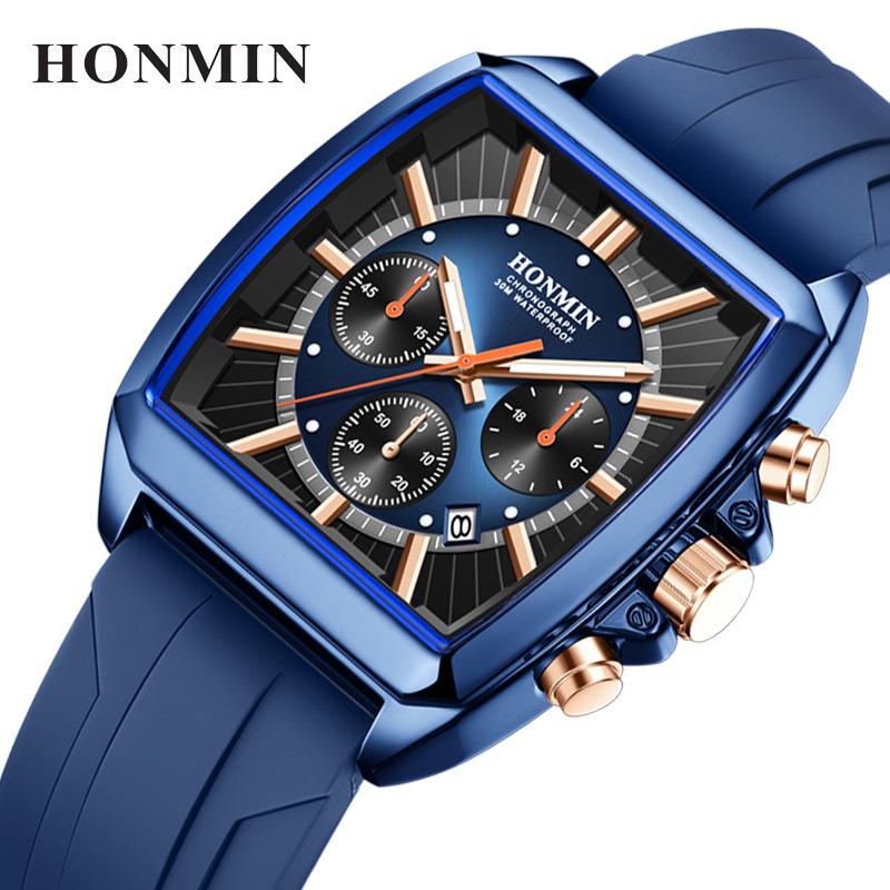 Watch for Men Business Wristwatch Rectangle Quartz Watches Waterproof Luminous Silicone Casual Clock Reloj Hombre