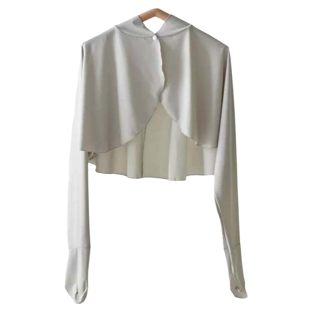 Long Sleeve Summer Sunscreen Shawl Solid Color Sun Protection Clothing Sweet Ice Silk Cape Outdoor