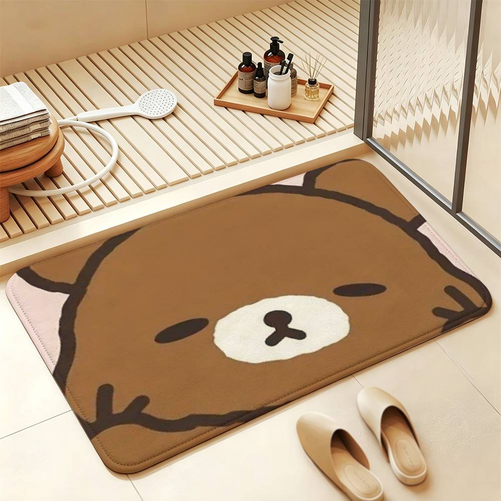 So Lovely R-Rilakkuma-S bear Anti‑Slip Floor Mat Short Plush Rug mat Soft Comfortable Machine Washable Home Decor