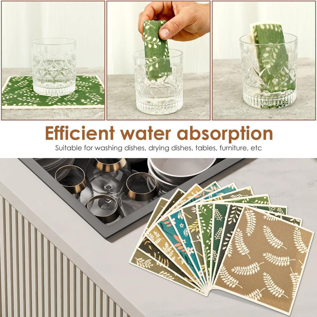 10Pcs Kitchen Dish Towels Cellulose Cotton Cleaning Cloths for Counter Sink Cookware Soft Kitchen Dish Rags Washcloths for Dish