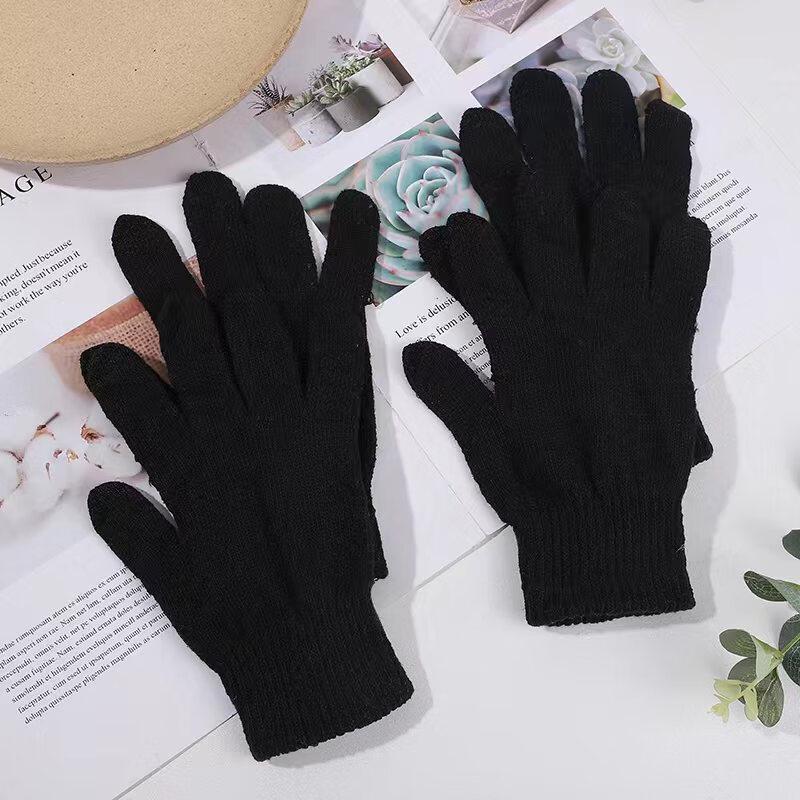 Gants Tricotés Noirs pour Adultes, Doigts Entiers