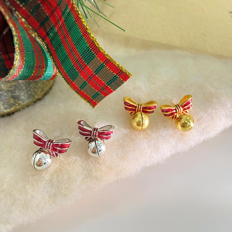 

Christmas Bow Bell Earrings Light Luxury High-end Christmas Earrings for Women