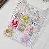 12 Grid Dreamy Lace Bow Nail Charms Colorful 3D Butterfly Nail Art Decoration Super Flash Big Nail