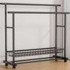 Extra Thick Double Row Vertical Clothes Rack with Wheels for Bedroom Storage