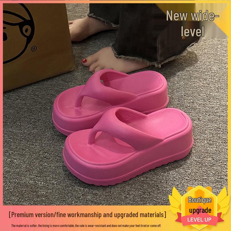 Damen EVA Zehensandalen mit dicker Sohle - 7cm Höhenboost, Rutschfest, Weiche Sohle mit Zehensteg, Perfekt für den Sommer im Freien