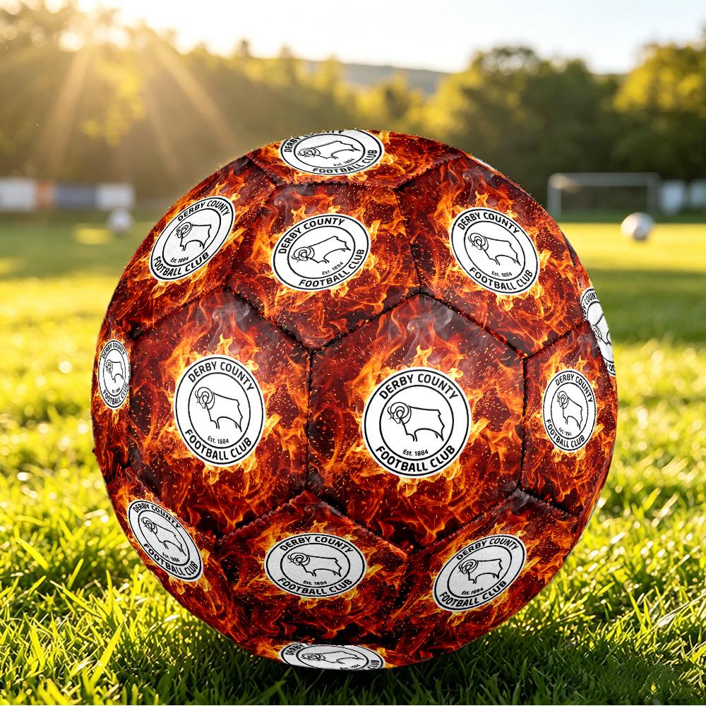 Derby County FootballPrinted Size 5 Soccer Bball, Anti Slip Adult Match Football Souvenir for Football Fans