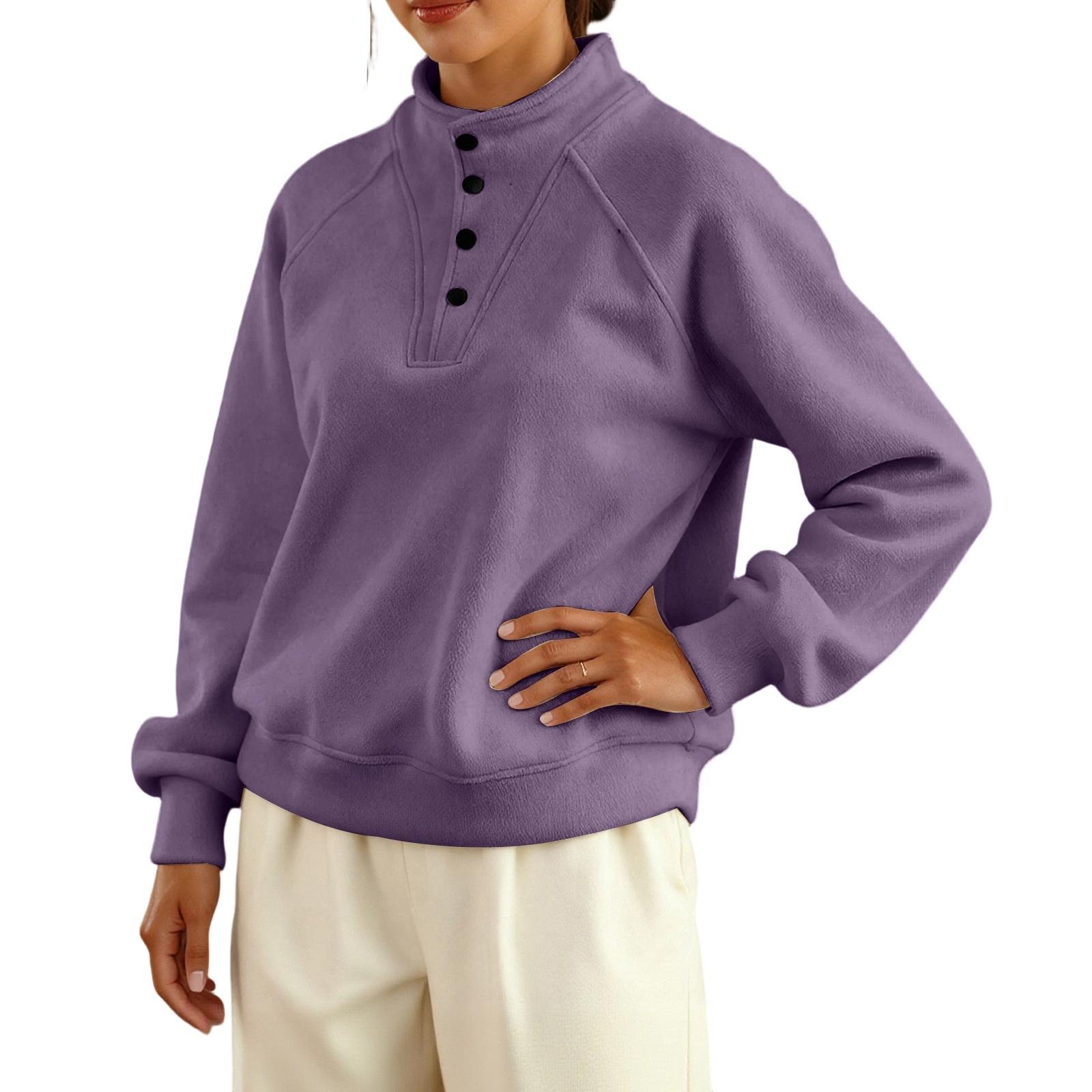 

Women s Fashionable Casual Color Long Sleeve Top XXXL фіолетовий