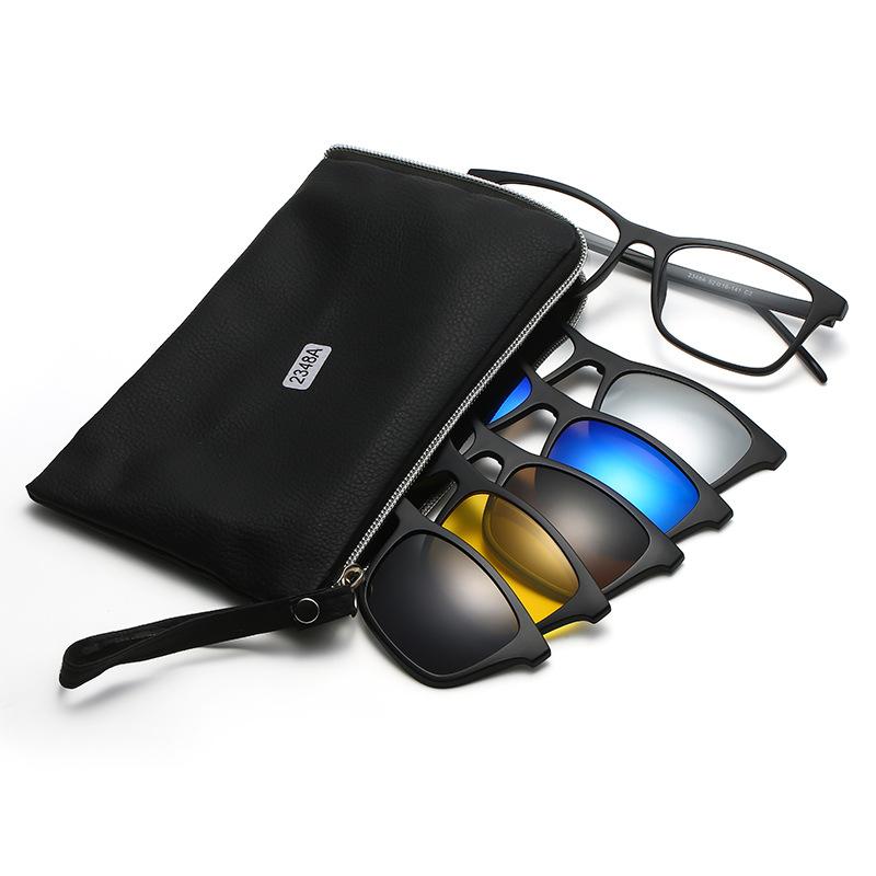 

Set Of Glasses Sunglasses Retro Myopia Glasses Set Of Glasses Men And Women Magnetic Attraction Multi-Color Exchangeable Sunglasses Fishing PC material rack
