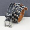 Men's and Women's European & American Punk Style Leather Belt with Flower Rivet and Eyelet Design