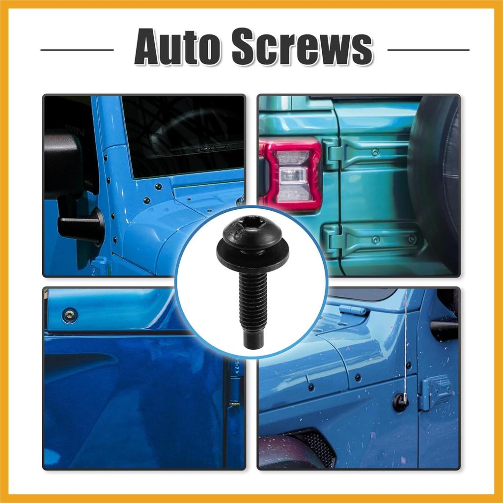 8pcs Hard Top Torx Screws Bolts for Jeep Wrangler JK 2007-2018 Extra Long Automotive Replacement Bolts Stainless Steel Black Replacement