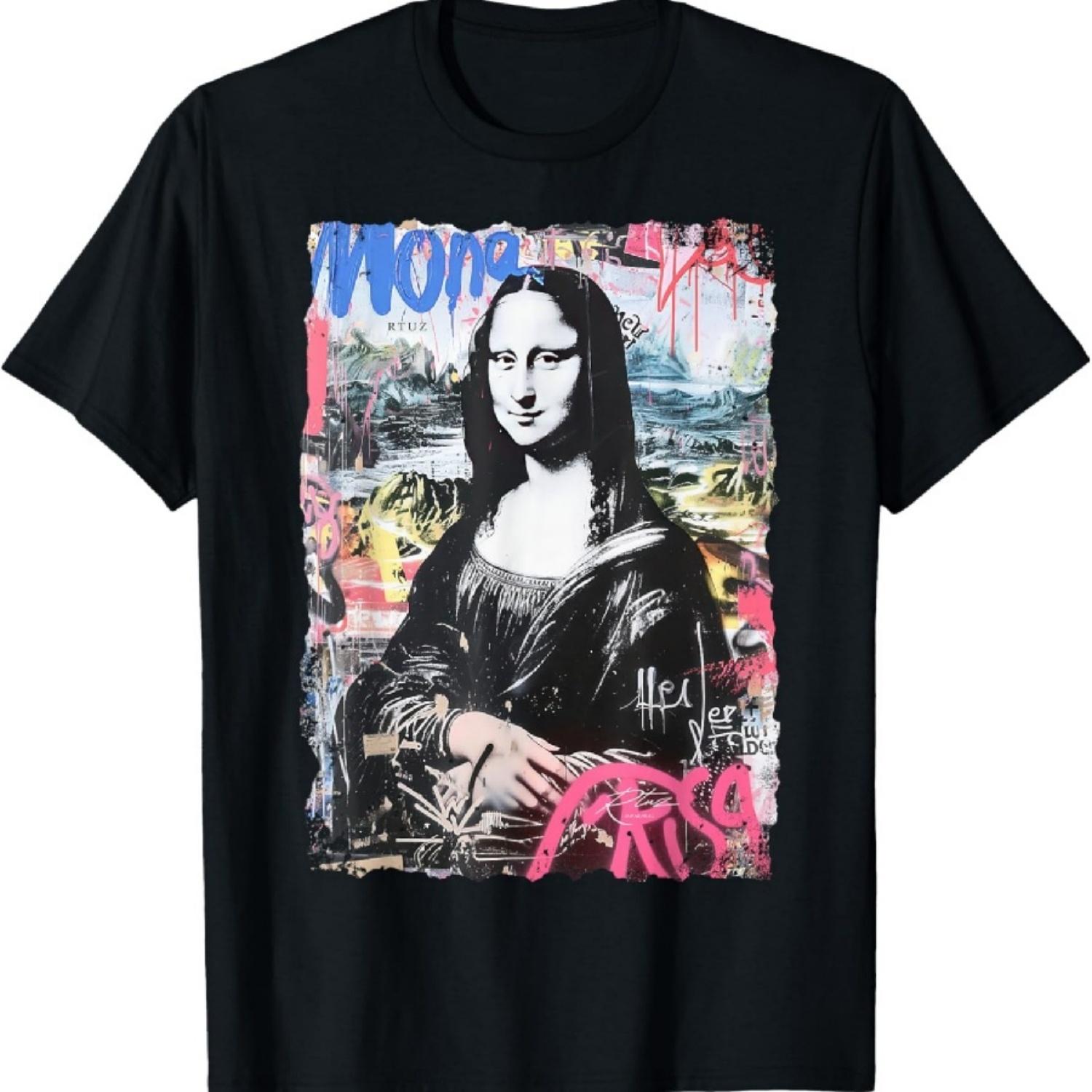 

Абстрактное граффити-искусство Леонардо да Винчи Искусство Мона Лиза Футболка XXXXXL чёрный