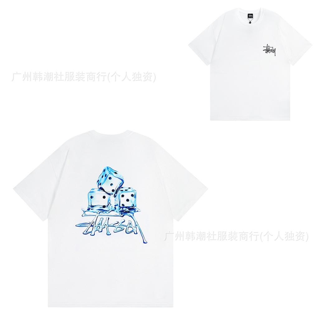 [2] American trendy brand short-sleeved t-shirt black and white collection printed short-sleeved t-shirt casual couple men and women of the same style