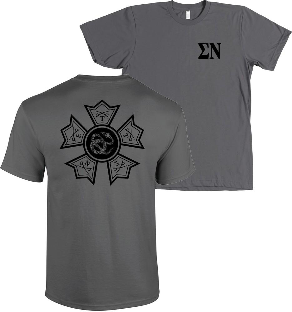 Sigma Nu Fraternity Bella + Canvas Shirt Sig Nu Membership Badge - MANY COLORS Unisex T-Shirt XXXXL