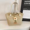 Summer Women Straw Woven Shoulder Bag Straw Bag Flower Embroidery Beach Handbags Casual Ladies Large Capacity Totes Pouch