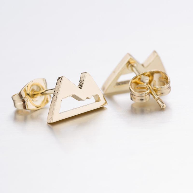 European & American Hollow Snow Mountain Stainless Steel Ear Cartilage Stud Earrings
