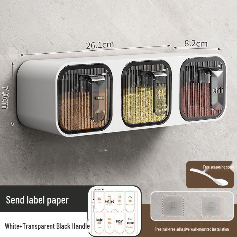 Wall-Mounted Punch-Free Dustproof Seasoning Box for Kitchen