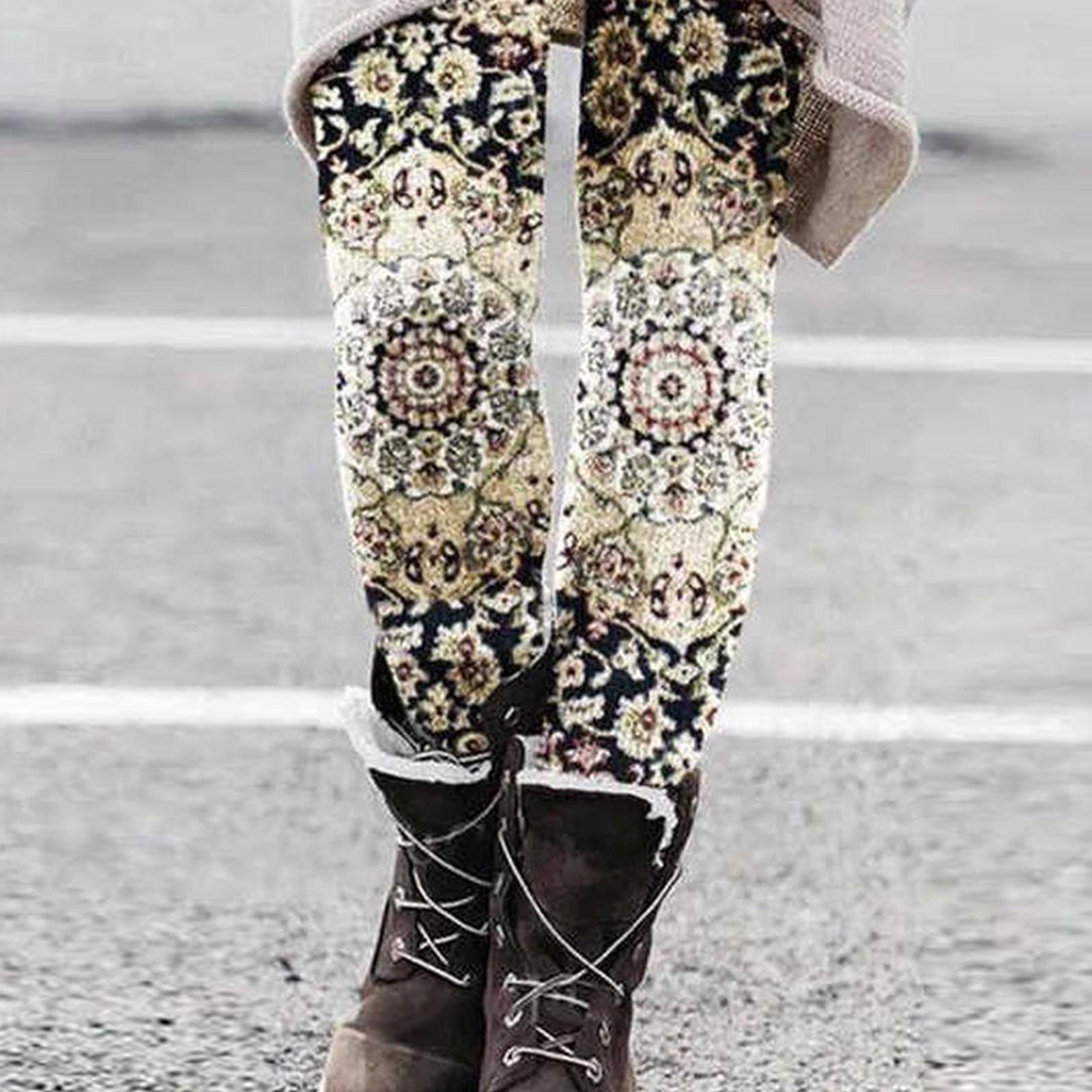 

Женские узкие эластичные брюки для йоги с принтом в этническом стиле, спортивные штаны на открытом воздухе S