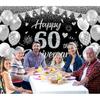 Happy 60th Anniversary Banner Decor Black Silver – Glitter Love Heart Happy 60 Years Wedding Anniversary Party Backdrop Theme Decorations for Women