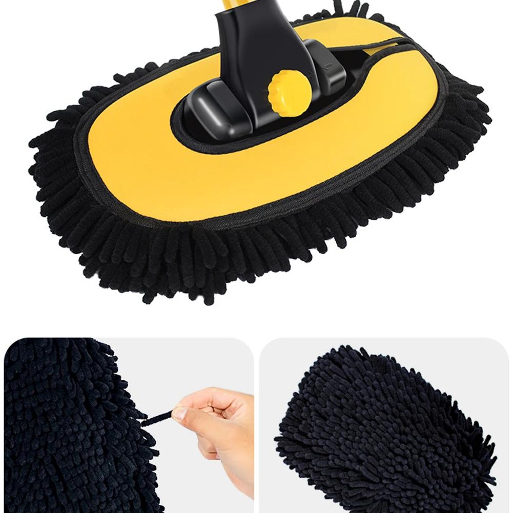 Car Mop Head Chenille Car Detailing Brush Telescopic Replacement Brush Head Super Absorbent Auto Washing Brush Auto Accessory