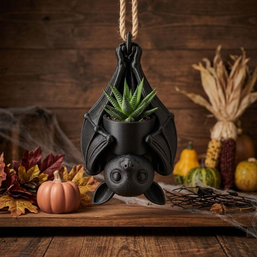 3D Printed Upside Down Bat Hanging Planter Plastic Animal Succulent Planter Halloween Party