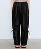 Nigaennikol Glossy Shirring Technic Pants_Black