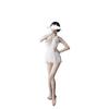 European-American Deep V Backless Mesh Halter Nightdress