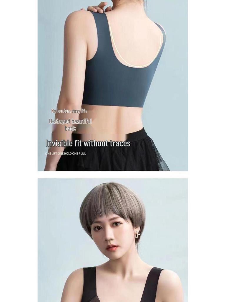 Bezešvá sportovní podprsenka z ledového hedvábí plus size s vycpávkou - Vesta bez kostic pro ženy