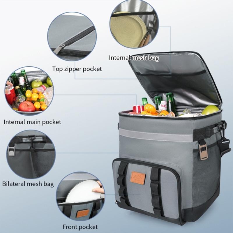 Premiums Oxfords Fabric Insulated Picnics Bag With Retractable Handle Wheel for Beach Camping Outdoor Activity