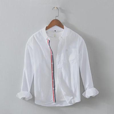 Men's Spring Versatile Long Sleeve Pocket Shirt - Business Casual Solid Color